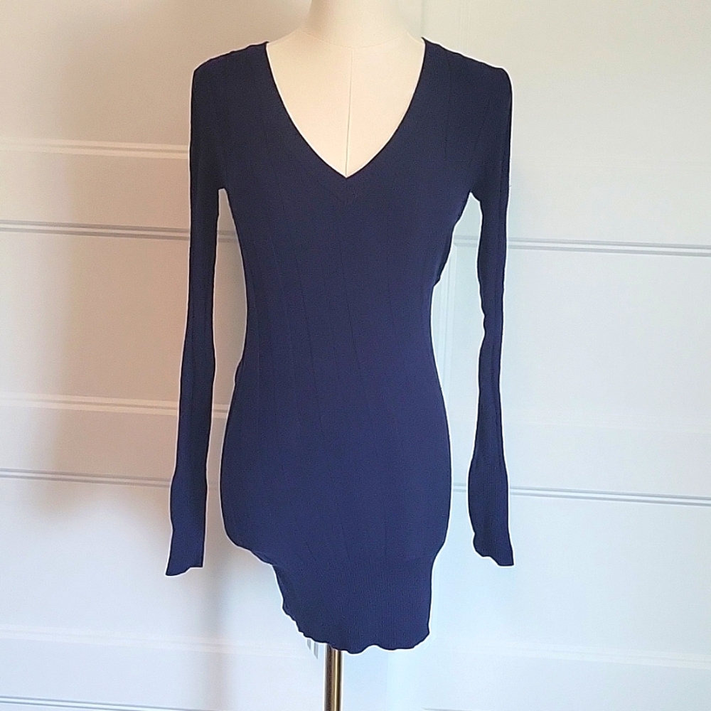 PattyBoutik Navy Blue Knit Sweater